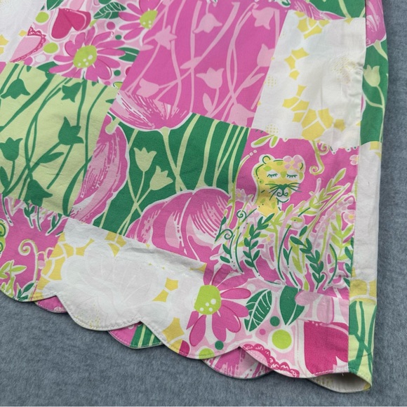 Vintage Lilly Pulitzer Skort Womens SZ 6 Scallop Hem Pink Green Patchwork Floral - Picture 2 of 16